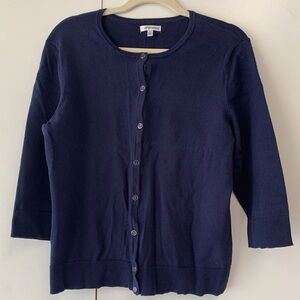 Croft & Barrow Women's Navy Button-Front Cardigan Sweater - sz L